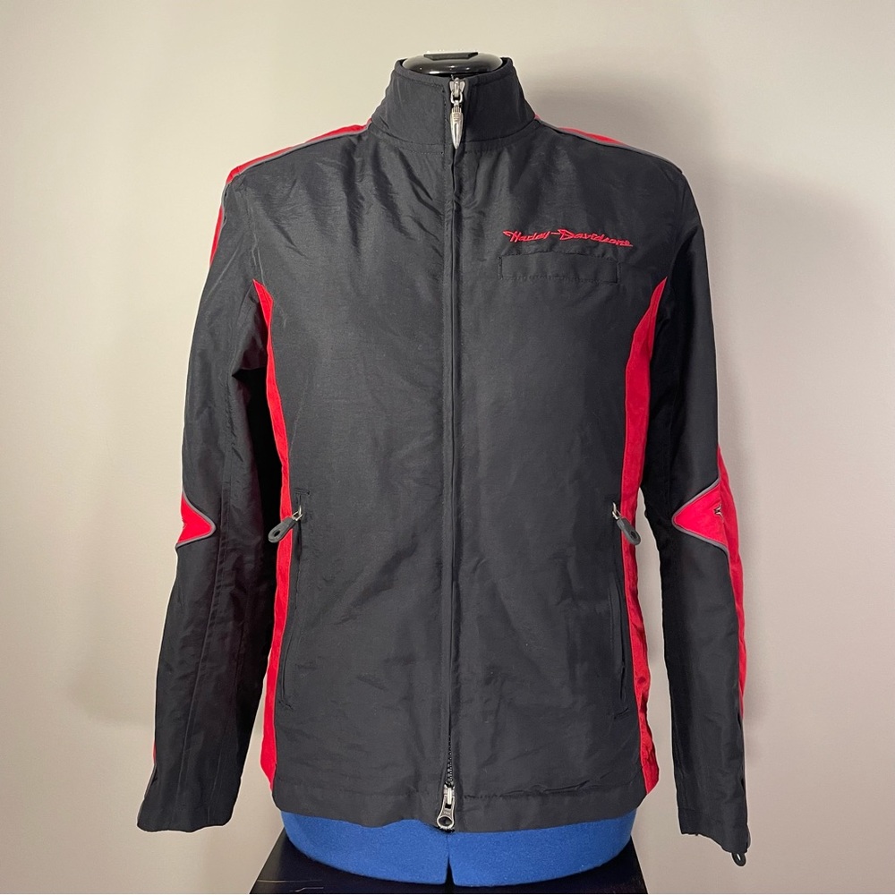 Harley Davidson Red/Black Nylon Motorcycle Jacket Women’s XS HD Embroidery NWOT